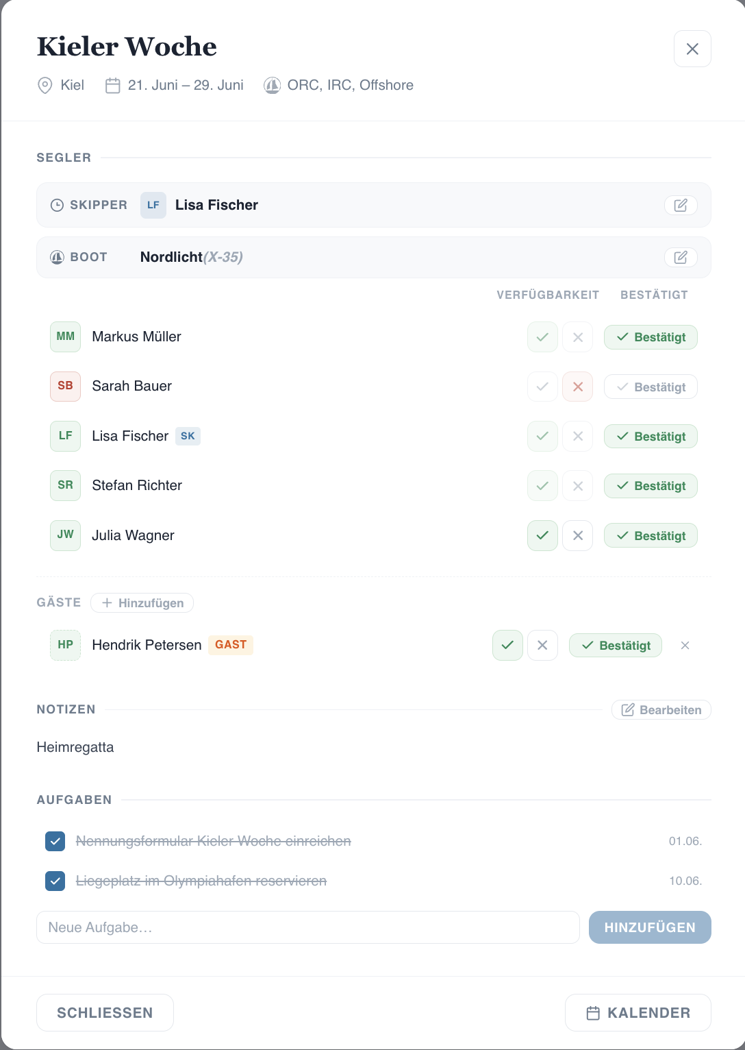Crew-Status Live-Ansicht
