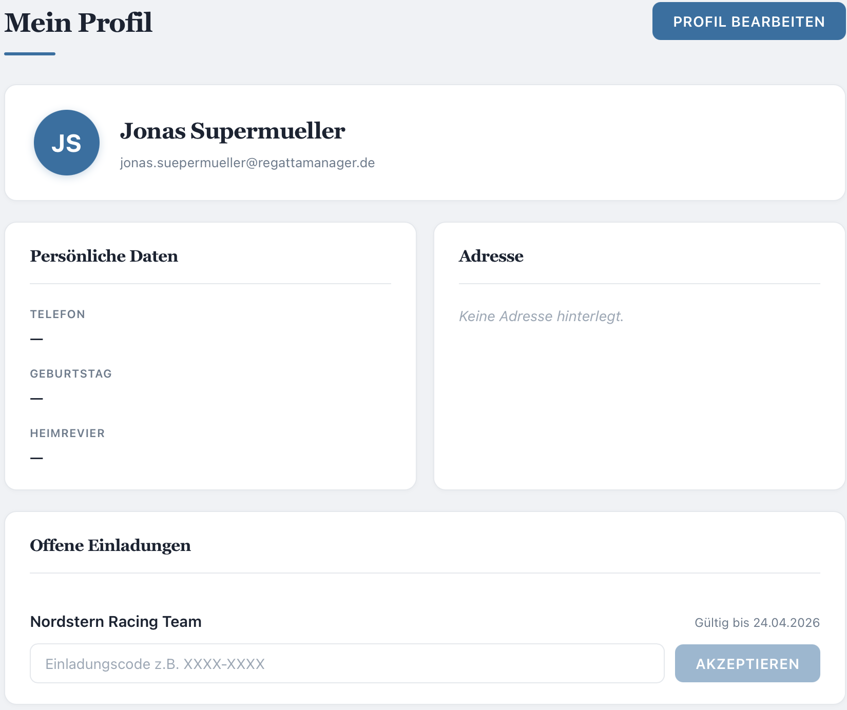 Einladungscode eingeben